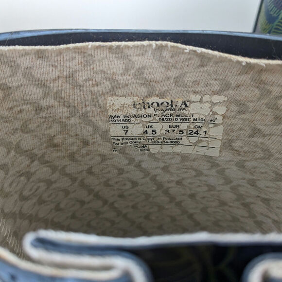 Chooka Invasion Peacock Pattern Green/Blue Rain Boot, All Natural Rubber-7 - Picture 11 of 11